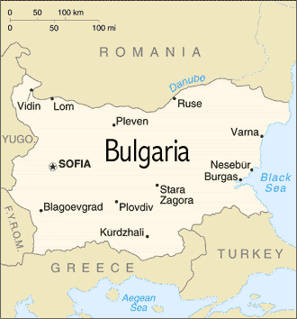 Mapa de Bulgaria